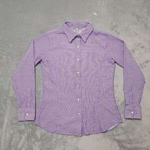Walls Shirt Womens Medium Purple Gingham Button Down Western Long Sleeve Cotton